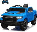 Licensed Ram 1500 Ride on Toys for Kids 4-8, Ride-on Electric Car for Kids with Remote Control, Battery Powered with Car Key/Gear Selector, LED Light/Music/MP3, Back Storage (Blue) by TinyTreasures Baby Boutique