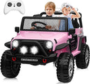 24V 4WD Ride on Truck Car w/800W Motors, Gift Flower, Remote Control, 2 Seaters, Light Bar, 3 Speeds, Pop Music, Power Four Wheels, 25 Volt Ride on Toy Car for Big Kids, Pink by TinyTreasures Baby Boutique