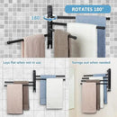 Black Towel Rack JSVER Swivel Towel Rack Wall Mounted, SUS304 Stainless Steel Towel Bar, 4 Arms Space Saving Towel Holder, Towel Racks for Bathroom by CozyNest Decor