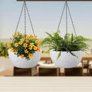 12 inch Large Hanging Planters for Indoor Outdoor Plants, 2 Pack Hanging Flower Pots with Drainage Holes and Chain for Garden Porch, Plastic Hanging Baskets for House Plants, Speckled White by GreenHaven Gardens