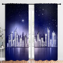 City Rod Pocket Blackout Curtains for Boy Girl Bedroom, New York Skyline Modern City Starry Sky Night View Thermal Insulated Home Window Drapes for Living Room Darkening, 84x72 inch by TinyTreasures Baby Boutique