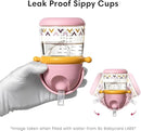 bc babycare Straw Sippy Cups for Toddler, No Spill Sippy Cups for Baby 1+ Year Old, Transition Weighted Sippy Cup with Straw and Strap, 10oz/300ml, Pink by TinyTreasures Baby Boutique