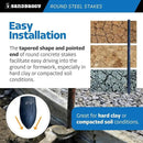 Sandbaggy Round Steel Concrete Form Stakes with Nail Holes - Rust Resistant Coating - Removable, Reusable (5, 3/4 in X 18 in) by CozyNest Decor