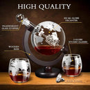 Whiskey Decanter Sets for Men, Whiskey Decanter Globe Set with 2 Etched Globe Whisky Glasses for Liquor, Bourbon, Cocktails, Vodka, Scotch liquor decanter Sets - 850ml by CozyNest Decor