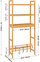 SMIBUY Bathroom Storage Shelf, Bamboo Over-The-Toilet Organizer Rack, Freestanding Toilet Space Saver with 3-Tier Adjustable Shelves (Natural) by CozyNest Decor
