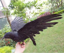 2-Pack Realistic Crows Lifesize Extra Large Handmade Black Feathered Crow for Halloween Decorations Birds, XL (15 inch+15 inch) by GreenHaven Gardens