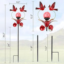 VCUTEKA Cardinal Solar Lights Outdoor Metal Garden Stake Waterproof Crackle Glass Globe Garden Decor Cardinal for Pathway, Lawn, Patio, Yard by CozyNest Decor