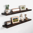 Axeman Floating Shelves for Wall - 40''W x 8'' D Rustic Solid Elm Wood Shelves for Storage, Wall Mounted Display Shelving with Invisible Heavy-Duty Metal Bracket (Walnut, 2PCs) by CozyNest Decor