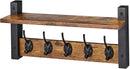 Sorbus Coat Hooks Wall Mount with Shelf – 16 Inch Coat Rack Wall Mount with 5 Heavy Duty Hooks – Floating Wall Shelf with Hooks for Entryway, Bathroom, Bedroom, Kitchen, or Mudroom (Rustic Brown) by CozyNest Decor
