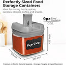 Shazo 9 PC Airtight Food Storage Containers - BPA Free Clear Plastic Snack & Spice Containers with Easy Lock Lids - Kitchen and Pantry Organization for Herbs, Coffee, Tea - 0.5L / 2.1 Cups by CozyNest Decor