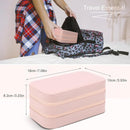 DesignSter Small Travel Jewelry Box with Double Zipper, 2 Layers PU Portable Jewelry Case for Women and Girls,Travel Jewelry Organizer for Rings, Earrings, Necklaces, Bracelets,Pink by TinyTreasures Baby Boutique