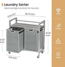 Laundry Hamper, Laundry Basket, Laundry Sorter with 3 Removable Bags, Clothes Basket with 3 Compartments, Wheels, Shelf for Laundry Room Bathroom Bedroom (2 Bags-Gray) by CozyNest Decor