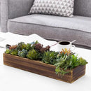 MyGift Artificial Succulent Centerpiece, 15.75 Inch Faux Succulents Arrangement Plants in Rustic Burnt Wood Rectangular Planter Box by CozyNest Decor