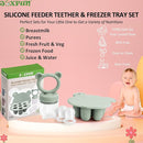 Silicone Baby Fruit Food Feeder & Mini Freezer Nibble Tray, Breastmilk Popsicle Molds for Baby Teething Relief, BPA Free Silicone Teething Toys Feeder for Safe Infant Self Feeding, Extra Food Pouches by TinyTreasures Baby Boutique