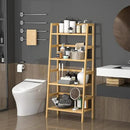 Homykic Bamboo Bookshelf 4-Tier Ladder Shelf, 49.2” Freestanding Open Bookcase Book Shelf Bathroom Storage Shelf Unit Plant Stand for Small Space, Bedroom, Living Room, Home Office, Natural by CozyNest Decor