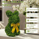 2 Pcs Artificial Bunny Shaped Topiary Trees, Artificial Green Boxwood Bunny Decorations with Gold Bow, Perfect for Indoor & Outdoor Front Porch, Easter& Garden Decor (Bunny Tree Without Base) by CozyNest Decor