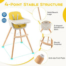 BABY JOY Convertible Baby High Chair, 3 in 1 Wooden Highchair/Booster/Chair with Removable Tray, Adjustable Legs, 5-Point Harness, PU Cushion and Footrest for Baby, Infants, Toddlers (Yellow) by TinyTreasures Baby Boutique