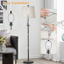 Floor Lamps for Living Room, Black Floor Lamp Adjustable Height Standing Lamp, Dimmable Modern Tall Floor Lamp for Bedroom Office with Beige Linen Shade, 8W 3000K Bulb Included by CozyNest Decor