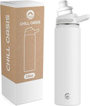 Chill Oasis Water Bottle | Compatible With Popular Flavor Cartridges | BPA Free, Leak Proof, Double-Walled Vacuum Insulated Stainless Steel, and Dishwasher Safe | Cold for 24 Hours (White, 22oz) by CozyNest Decor
