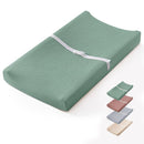 Blissful Diary Muslin Baby Changing Pad with Waterproof Lining Foam, Diaper Changing Table Pad with Cover for Dressers (Roman Green, Rectangular) by TinyTreasures Baby Boutique
