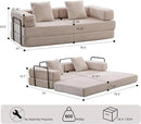 Convertible Sleeper Sofa Bed, Compression Folding Sofa with Pillow, No Assembly Required, Shape Frame, Floor Sofas Lounge Couch for Living Room, Bedroom, Small Spaces(Corduroy, 77''W, Off-white) by CozyNest Decor