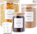 3 Pcs Glass Canisters with Airtight Bamboo Lids and 42 Kitchen Pantry Labels Preprinted - Clear Glass Flour and Sugar Storage Container Set - Large Glass Jars with Wood Lids(100 OZ/54 OZ/27 OZ) by CozyNest Decor