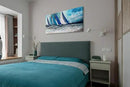 Arjun Blue Abstract Wall Art Canvas Teal Ocean Sailboat Picture Modern Turquoise Coastal Nautical Painting Large 48"x24" Framed Textured Artwork for Living Room Bedroom Bathroom Home Office Wall Decor by CozyNest Decor