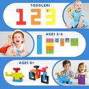 Magnetic Blocks World Building Blocks Edition, STEM Educational Montessori Sensory Learning Toddlers Toys for 3 4 5 Year Old Boys Girls, Number Games 1-10, Birthday Gifts for 3-5 4-8 Year Old Kids by TinyTreasures Baby Boutique
