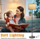 Ambimall 60'' Modern Floor Lamp with Shade, Tall Lamps for Living Room, Bedroom, Office, Dining Room, Linen Grey Shade with Black Pole(Without Bulb) by CozyNest Decor