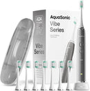 Aquasonic Vibe Series Ultra-Whitening Toothbrush – ADA Accepted Electric Toothbrush - 8 Brush Heads & Travel Case – 40,000 VPM Motor & Wireless Charging - 4 Modes w Smart Timer – Charcoal Metallic by CozyNest Decor