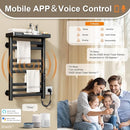 ENZE Heated Towel Rack with Shelf and Wi-Fi App Control, 8 Bars Electric Wall Mounted Towel Warmer with Timer & Adjustable Temperature, Low Carbon Steel, Plug-in/Hardwired, Matte Black by TinyTreasures Baby Boutique