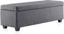 BELLEZE Storage Ottoman, 47 Inch Bench Bedroom Bench with Safety Close Hinge, Extra Long Ottoman with Storage for Living Room, Entryway, Hallway, Foot Rest, Support 300lbs - Gray by CozyNest Decor