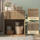 Fluted Nightstand Set of 2, 22.8" Wide Nightstands with Drawer Storage Large Wood BedsideTable Night Stands for Bedroom, Natural Oak by CozyNest Decor