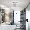 WUZUPS Chandelier Rustic Farmhouse Industrial Round Semi-flushmount Ceiling LED Light Fixture with Clear Glass Shades for Bathroom Kitchen Foyer Entryway, H 11.8" x W 13.4", E26 Base, Brushed Nickel by CozyNest Decor