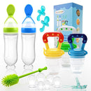 Food Feeder Baby Fruit Feeder Pacifier (3 Pcs) with 6 Different Sized Silicone Pacifiers 2 PCS Silicone Babies Food Dispensing Spoon 90ML with 2 Baby Spoons Bottle Brush Pacifier Clip by TinyTreasures Baby Boutique