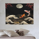 Houselerax Koi Fish Tapestry, Japanese Style Yin Yang Big Wave Cherry Blossom Tapestries Wall Hanging for Bedroom Living Room Office Decor 40"x30" by CozyNest Decor