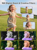Digital Camera, 44MP Full HD 1080P Point and Shoot Camera with 64GB Card, Anti Shake 16X Zoom Compact Volg Cameras, Portable Small Digicam Gift for Kids, Ages Teen Girl Boy - Purple by TinyTreasures Baby Boutique