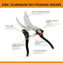 Pruning Shears, 8.5" Professional Garden Shears, SK5 Steel Hedge Clippers, Garden Clippers Handheld, Heavy Duty Garden Scissors Tools, Pruning Shears for Gardening Yard Roadside by GreenHaven Gardens