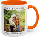 Personalized Coffee Mug – Custom Photo, Text, or Logo Ceramic Mug Tea Cup | Taza Personalizada with Picture or Message | Customized Gift Idea for Men & Women, Mom, Dad, Friends - White/Orange | 11oz by TinyTreasures Baby Boutique