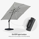 PURPLE LEAF 10 Feet Patio Umbrella with Base Outdoor Cantilever Solar Powered LED Square Umbrella Aluminum Offset Umbrella with 360-degree Rotation for Garden Deck Pool Patio White by GreenHaven Gardens