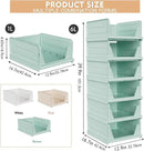 6 Pack Stackable Closet Storage Basket - Stackable Storage Bins, Multifunctional & Foldable Closet Organizer, Wardrobe Cupboard Space-Saving Hat Storage Drawer Organizer, Green by CozyNest Decor