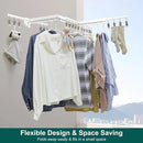 Hoimpro White 51" Clothes Drying Rack Retractable Foldable Wall Mounted, Tri-Fold Space Saving Collapsible for Hanging Clothing Coat, Ideal for Patio, Laundry Room Organization and Storage, Bathroom by CozyNest Decor