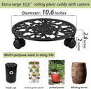 11 Inch Rolling Plant Stand with Wheels Wrought Iron Rolling Plant Stand with Casters Heavy Duty for Indoor Plants Rollers with Plant Saucers, Metal Round Plant Dolly 1 Pack by GreenHaven Gardens