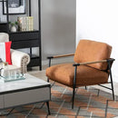 Mid-Century Accent Chair Set of 2, Soft Armchair PU Leather Lounge Chair with Black Metal Legs, Upholstered Leisure Chair for Living Room Bedroom Reception Room, Brown by CozyNest Decor