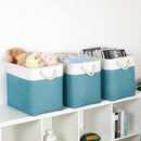 Bidtakay Extra Large Storage Baskets for Shelves 3 Pack Fabric Storage Bins for Organizing Linen Collapsible Organizer for Closet-White&Teal by TinyTreasures Baby Boutique
