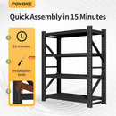 Garage Shelving Unit, 4 Tier Heavy Duty Racks, Easy Assembly, Metal Racks with Adjustable Shelves, 3000 LBS Load Capacity,for Warehouse,Basement (Black, 23.6" D x 47.2" W x 78.7" H)