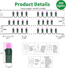Pink Wide Angle LED String Lights, 64.8 Ft 300 Count, Pack of 3 Strands 21.9 Ft 100 Lights UL Certified Commercial Grade Green Wire 5mm Holiday String Light by CozyNest Decor