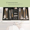 Adjustable Kitchen Drawer Organizer for Utensils and Junk, Food-Safe Contract Grade with 100% Sustainable Wood, Expandable from 19 to 33 Inches Wide - Black Bamboo by CozyNest Decor