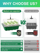 4 Packs Medium Seed Starter Tray, Adjustable Brightness and Timer, Upgraded 24 Full Spectrum LEDs, Seed Starter Kit with Drainage Holes, Tools and Labels for Indoor Plant Growing by GreenHaven Gardens