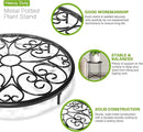 Plant Stand Indoor Outdoor, 15" Tall Flower Pot Stand, Round Metal Corner Plant Stand for Flower Pot, Rustproof Flower Plant Holder for Home, Garden, Patio, Plant Lovers, Housewarming (Set of 1) by GreenHaven Gardens